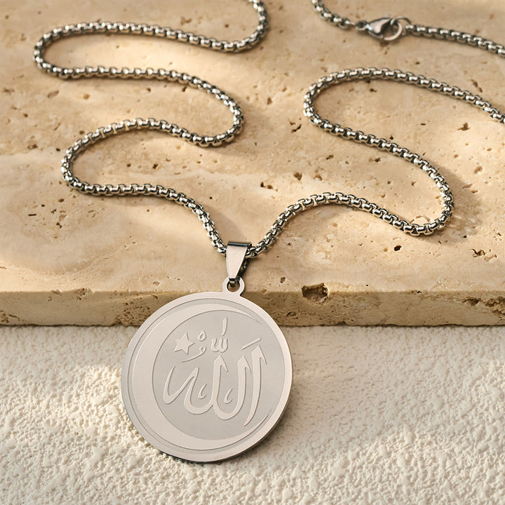 HilalHaven Lunar Seal Round Engraved Pendant Necklace - image 6