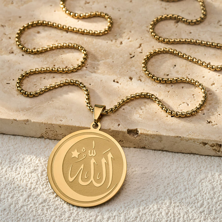 HilalHaven Lunar Seal Round Engraved Pendant Necklace - image 2