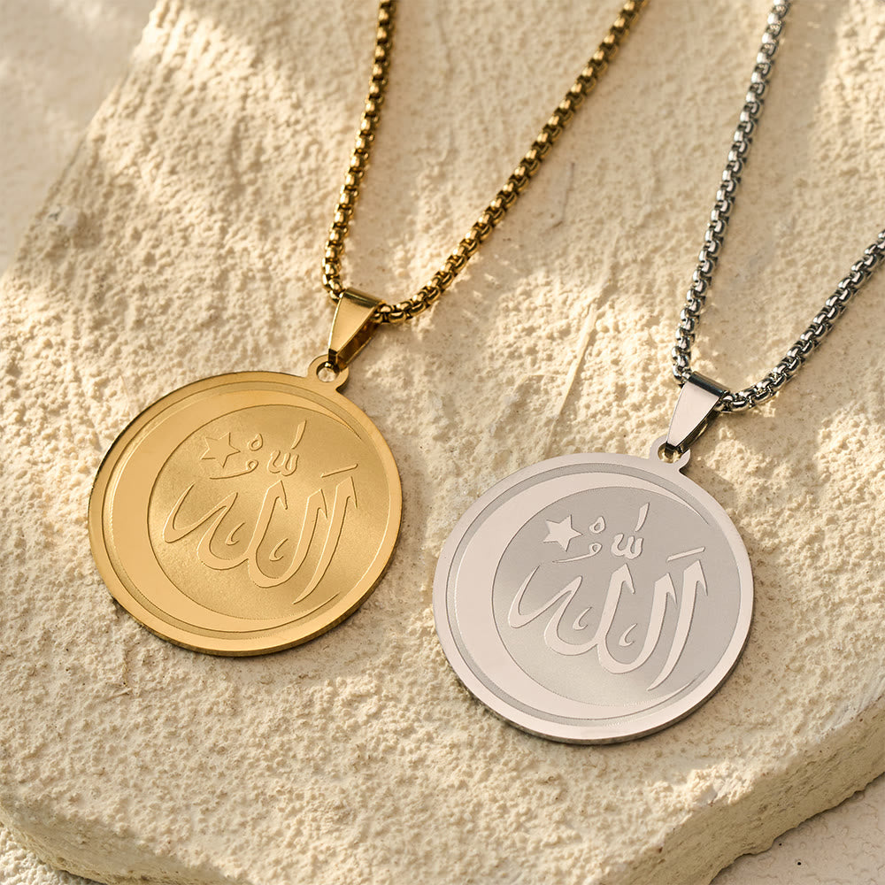 FREE Today: Crescent Moon Seal Round Engraved Pendant Necklace - image 1