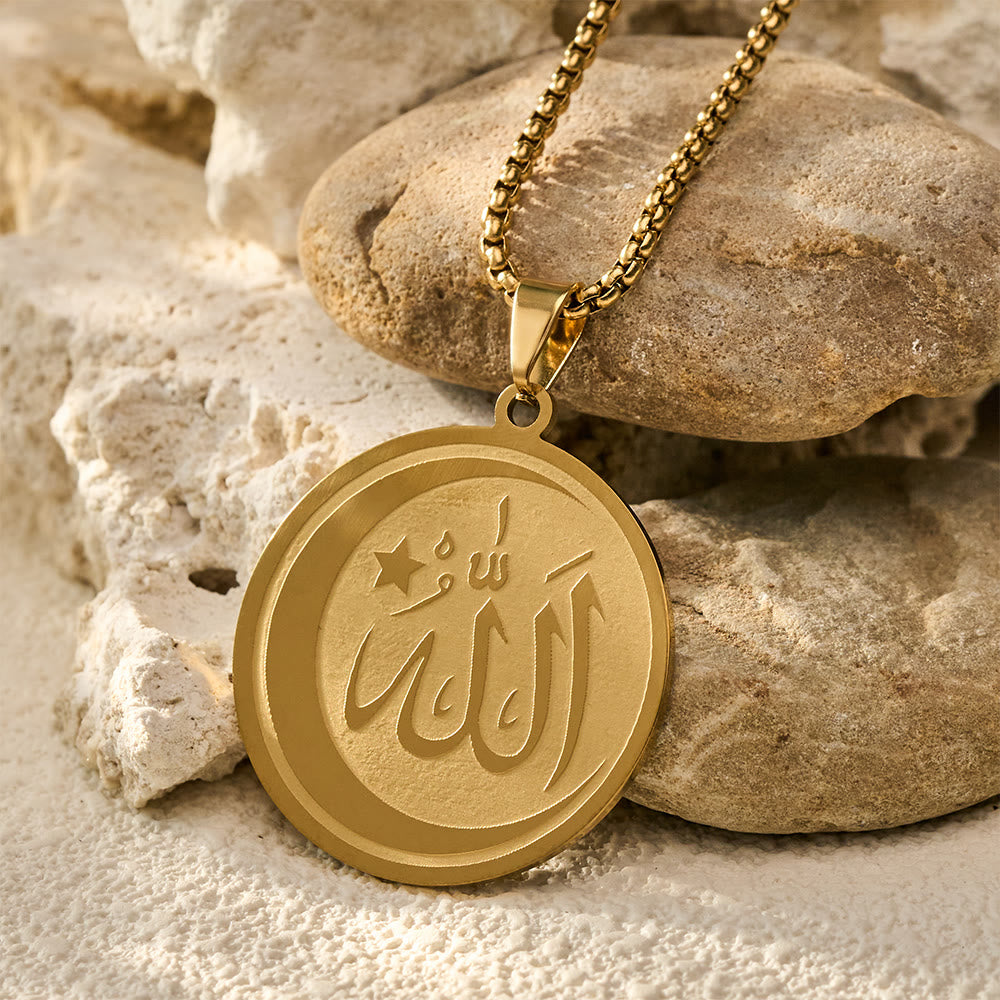 FREE Today: Crescent Moon Seal Round Engraved Pendant Necklace - image 0