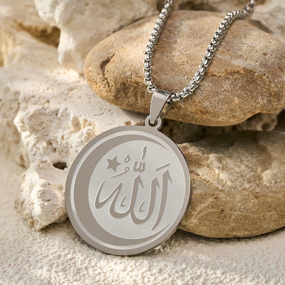 HilalHaven Lunar Seal Round Engraved Pendant Necklace - image 5