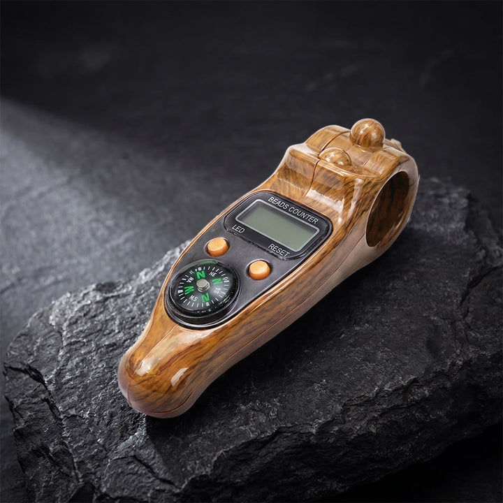 HilalHaven Timed Devotion Wood‑Grain Digital Tasbih - Golden‑Brown Wood‑Grain - image 3