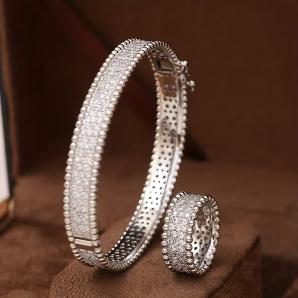 HilalHaven Glimmer Border Zircon‑Inlaid Bangle &amp; Ring Jewellery Set - image 2