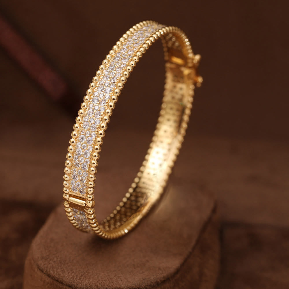 FREE Today: Glimmer Border Zircon‑Inlaid Bangle &amp; Ring - Golden - Bracelet - image 3