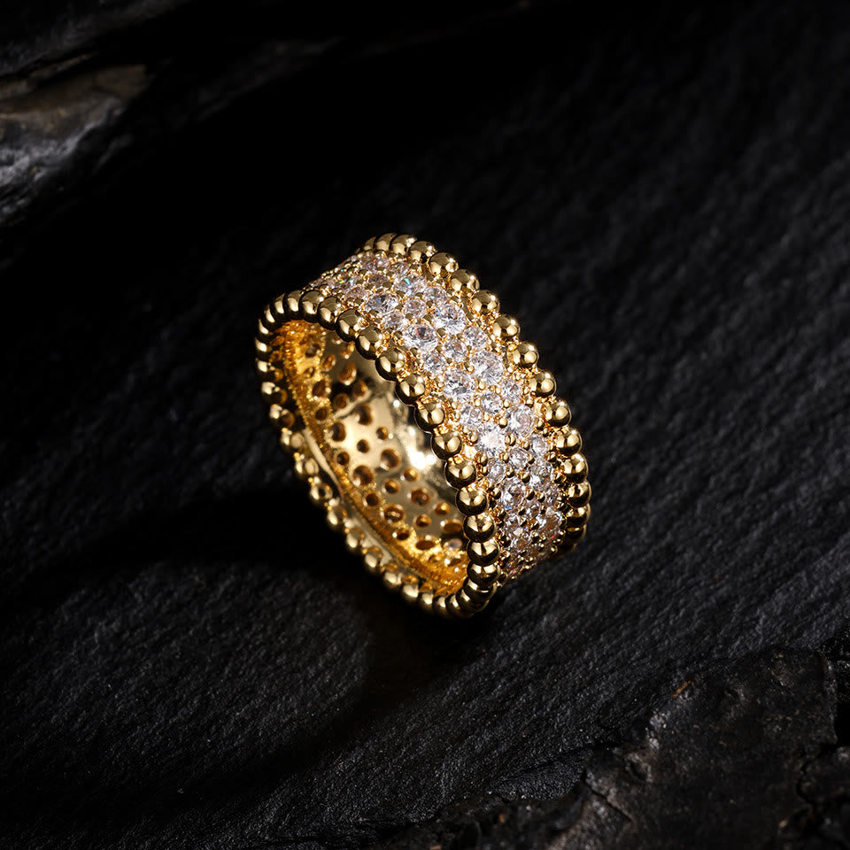 HilalHaven Glimmer Border Zircon‑Inlaid Bangle &amp; Ring Jewellery Set - Golden - Ring US8 - image 4
