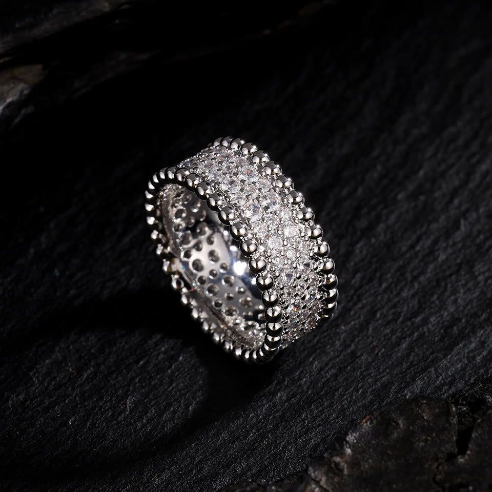 HilalHaven Glimmer Border Zircon‑Inlaid Bangle &amp; Ring Jewellery Set - Silver - Ring US8 - image 6