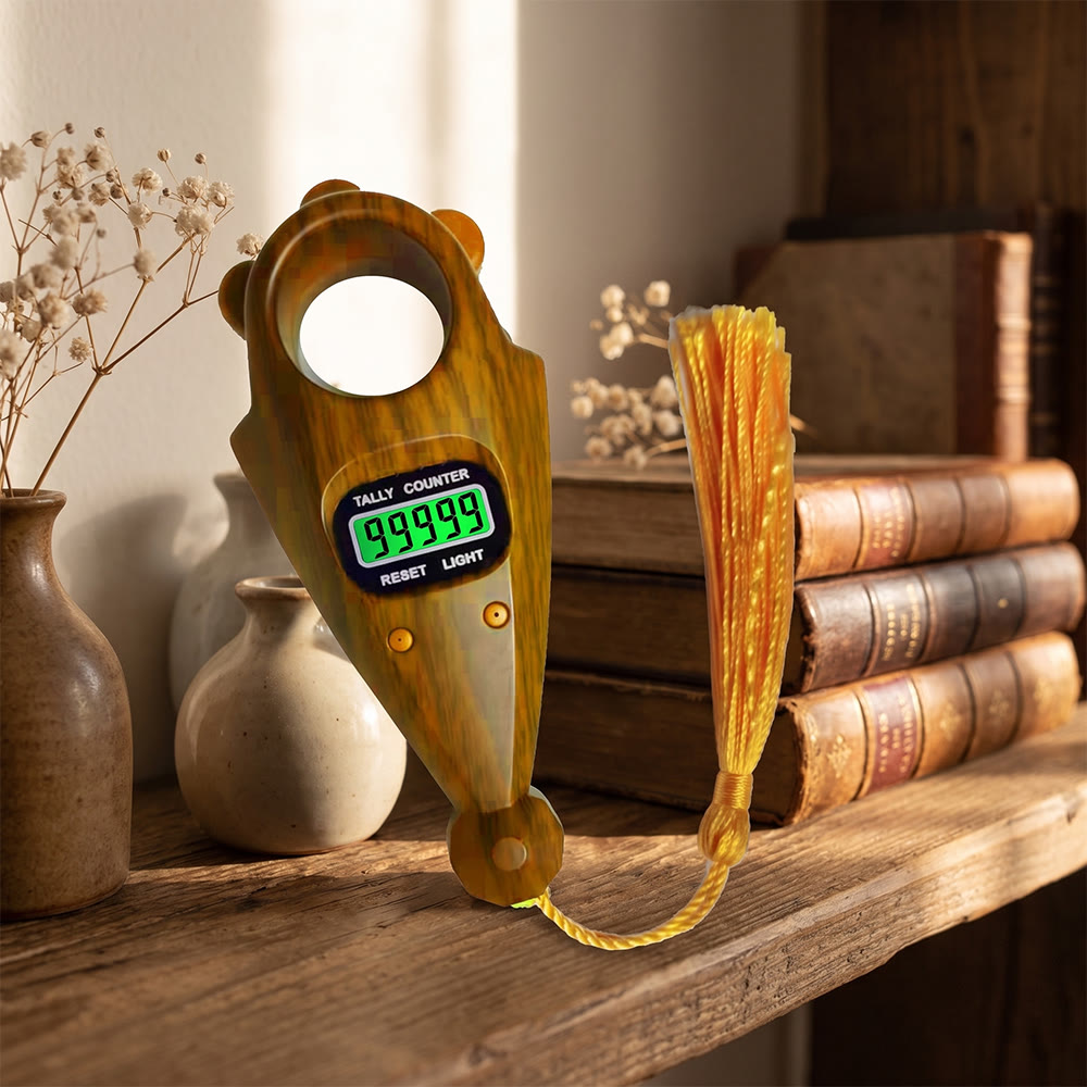 HilalHaven Vintage Cadence Wood‑Grain Digital Tasbih - image 3