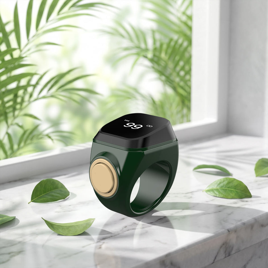 HilalHaven Gentle Beat Digital Tasbih Ring — Rechargeable Finger‑Worn Electronic Counter - Green - 22mm - image 7