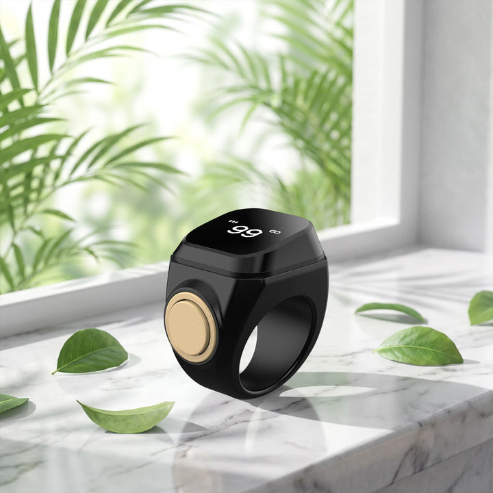 HilalHaven Gentle Beat Digital Tasbih Ring — Rechargeable Finger‑Worn Electronic Counter - Black - 22mm - image 5
