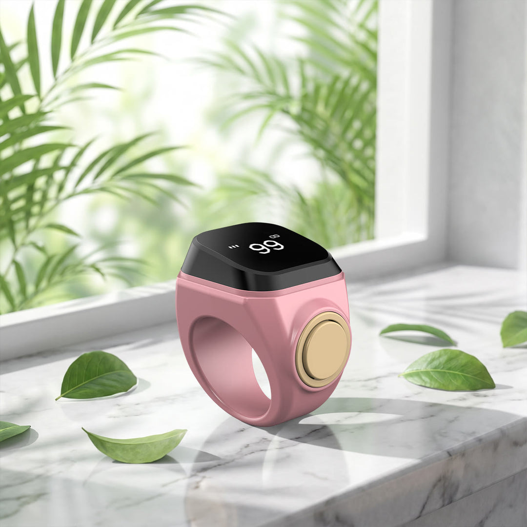 HilalHaven Gentle Beat Digital Tasbih Ring — Rechargeable Finger‑Worn Electronic Counter - Pink - 22mm - image 13