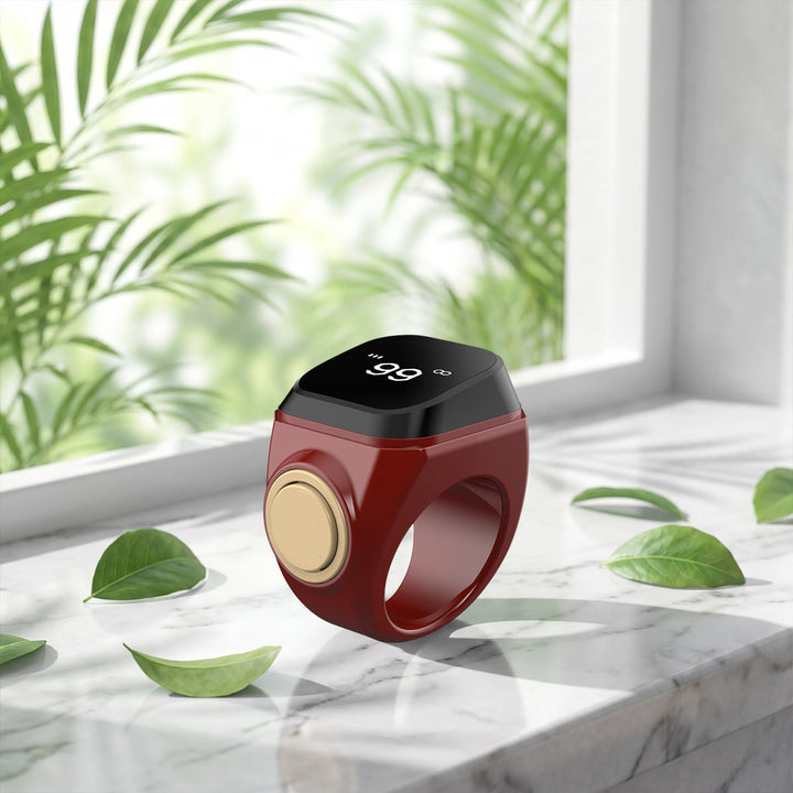 HilalHaven Gentle Beat Digital Tasbih Ring — Rechargeable Finger‑Worn Electronic Counter - Red - 22mm - image 10