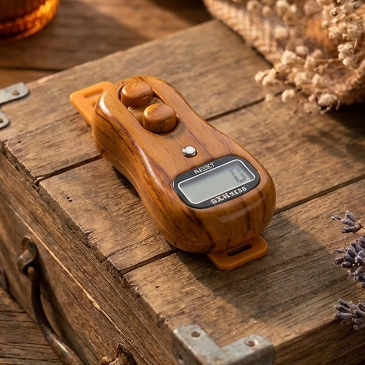 HilalHaven Timed Stillness Portable Digital Tasbih - Wood Grain Pearl Yellow - image 3