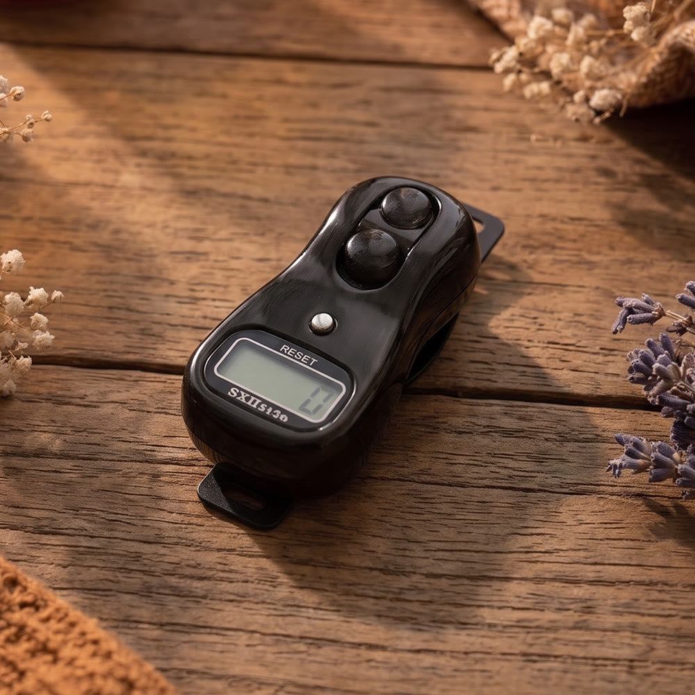 HilalHaven Timed Stillness Portable Digital Tasbih - Wood Grain Black - image 7