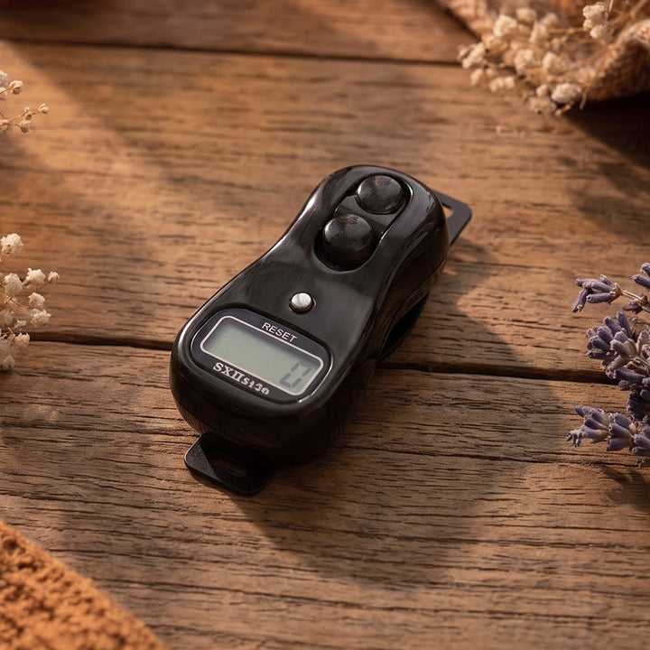 HilalHaven Timed Stillness Portable Digital Tasbih - Wood Grain Black - image 7