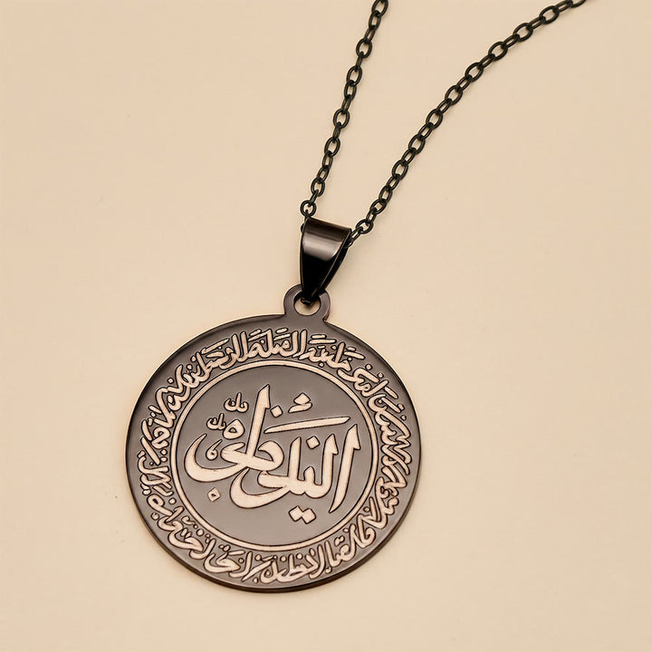 HilalHaven Heritage Circular Seal Double‑Ring Script Pendant Necklace - image 9