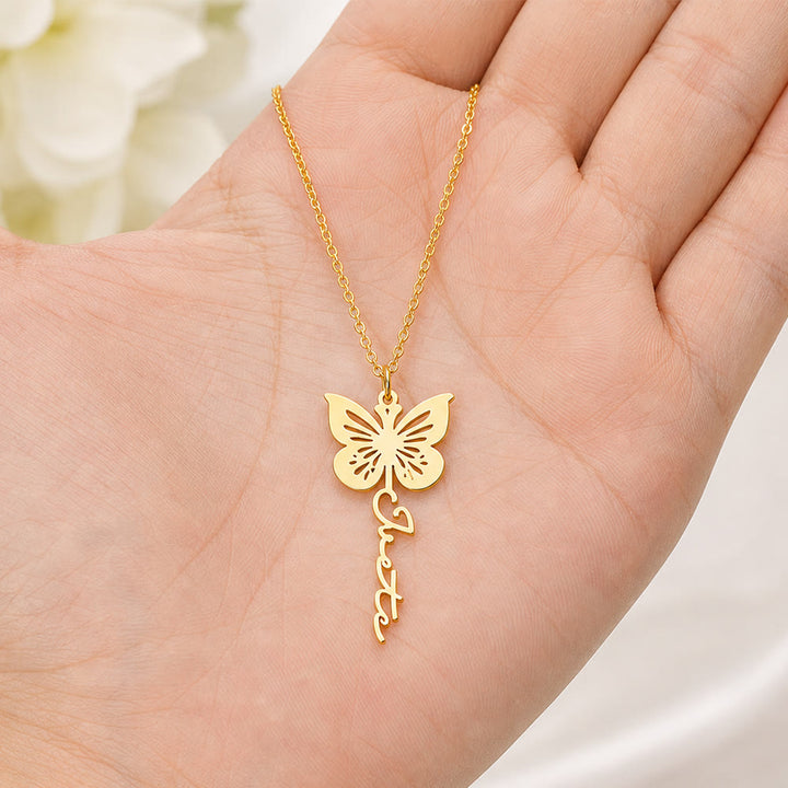 HilalHaven Butterfly Script Custom‑Name Cut‑Out Pendant Necklace - image 3