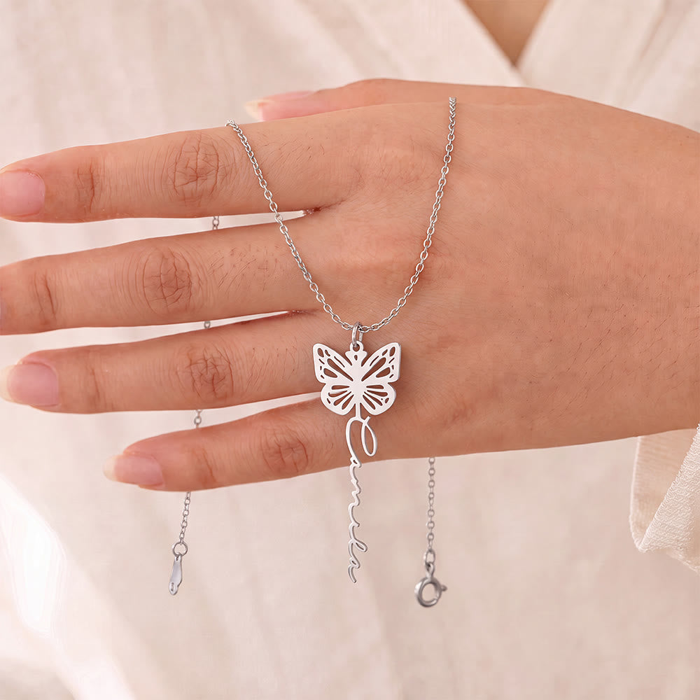 HilalHaven Butterfly Script Custom‑Name Cut‑Out Pendant Necklace - image 5