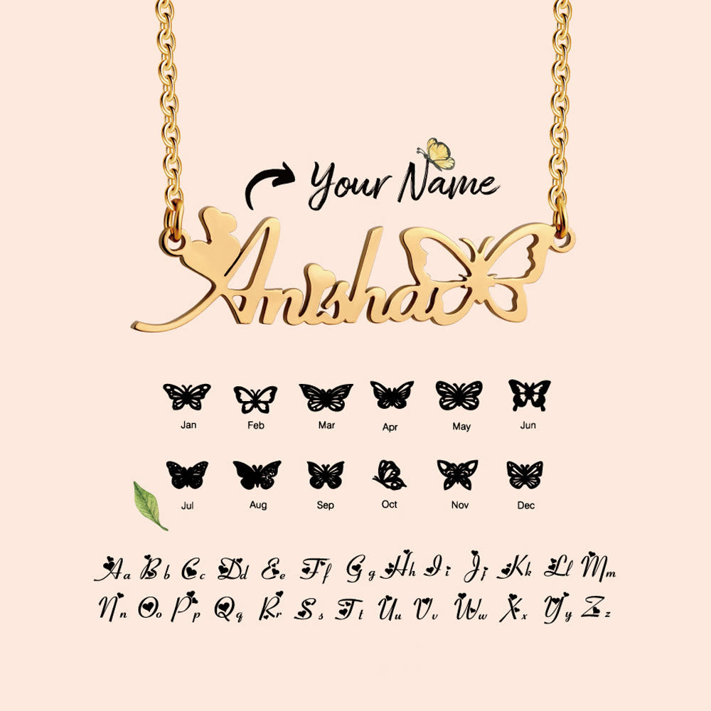 HilalHaven Butterfly Script Custom‑Name Cut‑Out Pendant Necklace - image 7