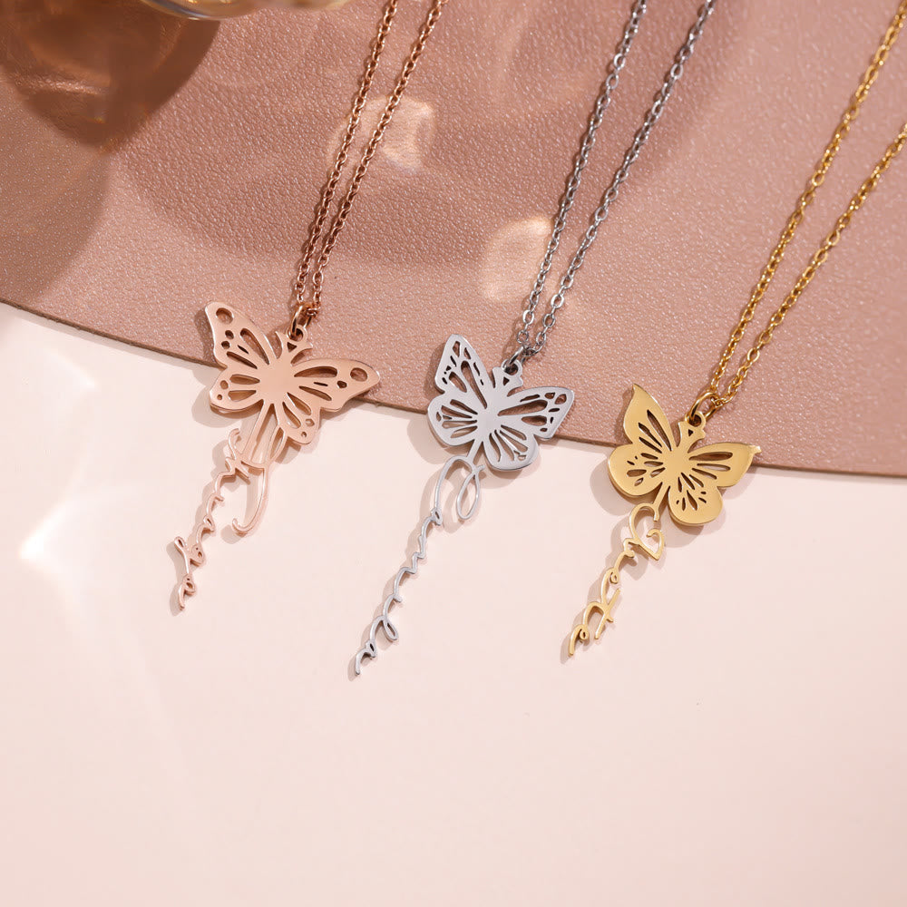 HilalHaven Butterfly Script Custom‑Name Cut‑Out Pendant Necklace - image 0
