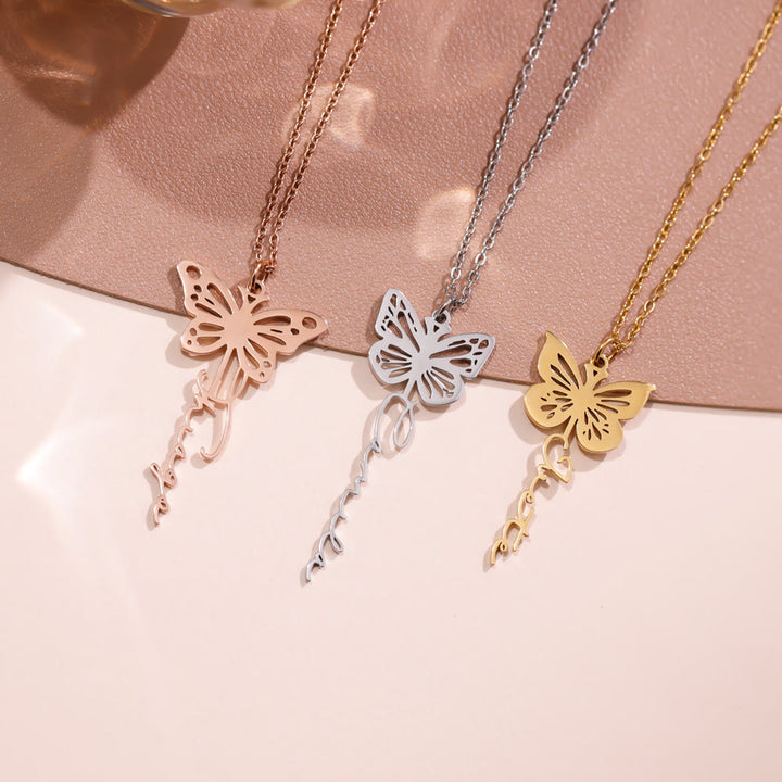 HilalHaven Butterfly Script Custom‑Name Cut‑Out Pendant Necklace - image 0