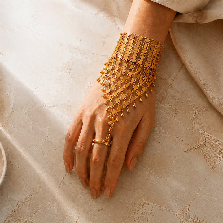 HilalHaven Gilded Fringe Weave Tassel Chain Hand Harness - image 4