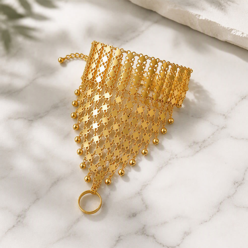 HilalHaven Gilded Fringe Weave Tassel Chain Hand Harness - image 1