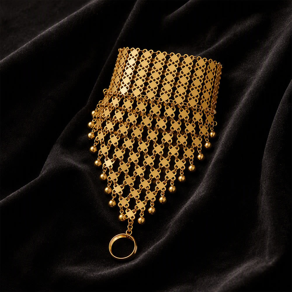 HilalHaven Gilded Fringe Weave Tassel Chain Hand Harness - image 5