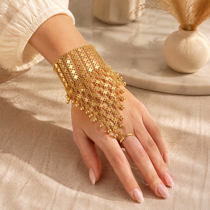 HilalHaven Gilded Fringe Weave Tassel Chain Hand Harness - image 0
