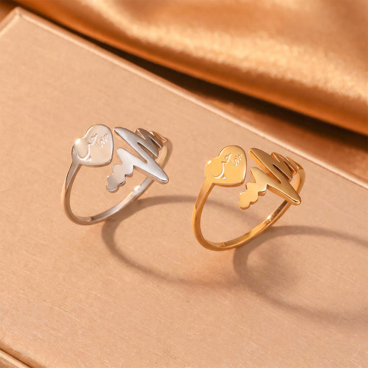 HilalHaven Heartbeat Whisper Split‑Shank Open Ring - image 1