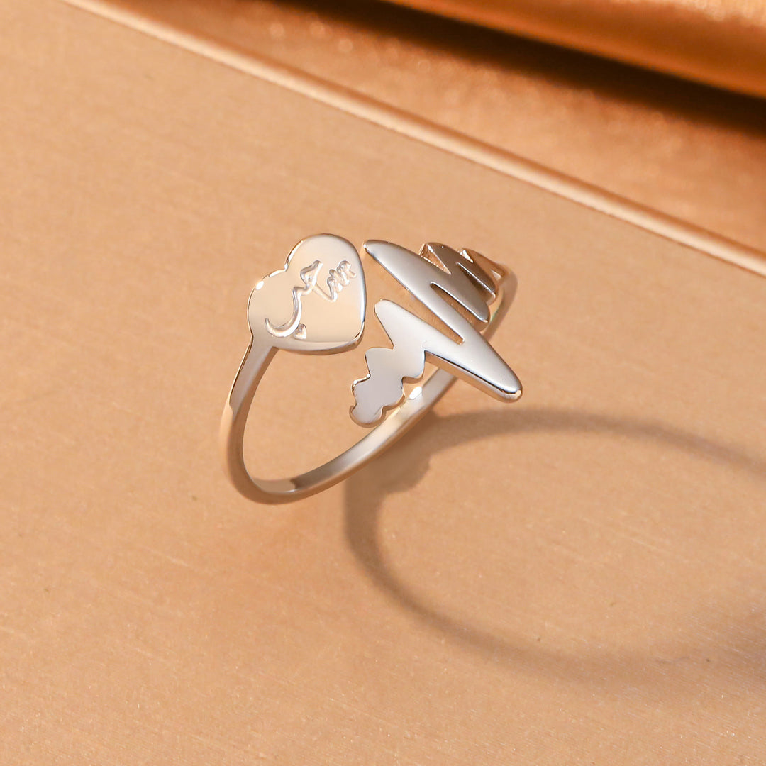 HilalHaven Heartbeat Whisper Split‑Shank Open Ring - Golden - image 2