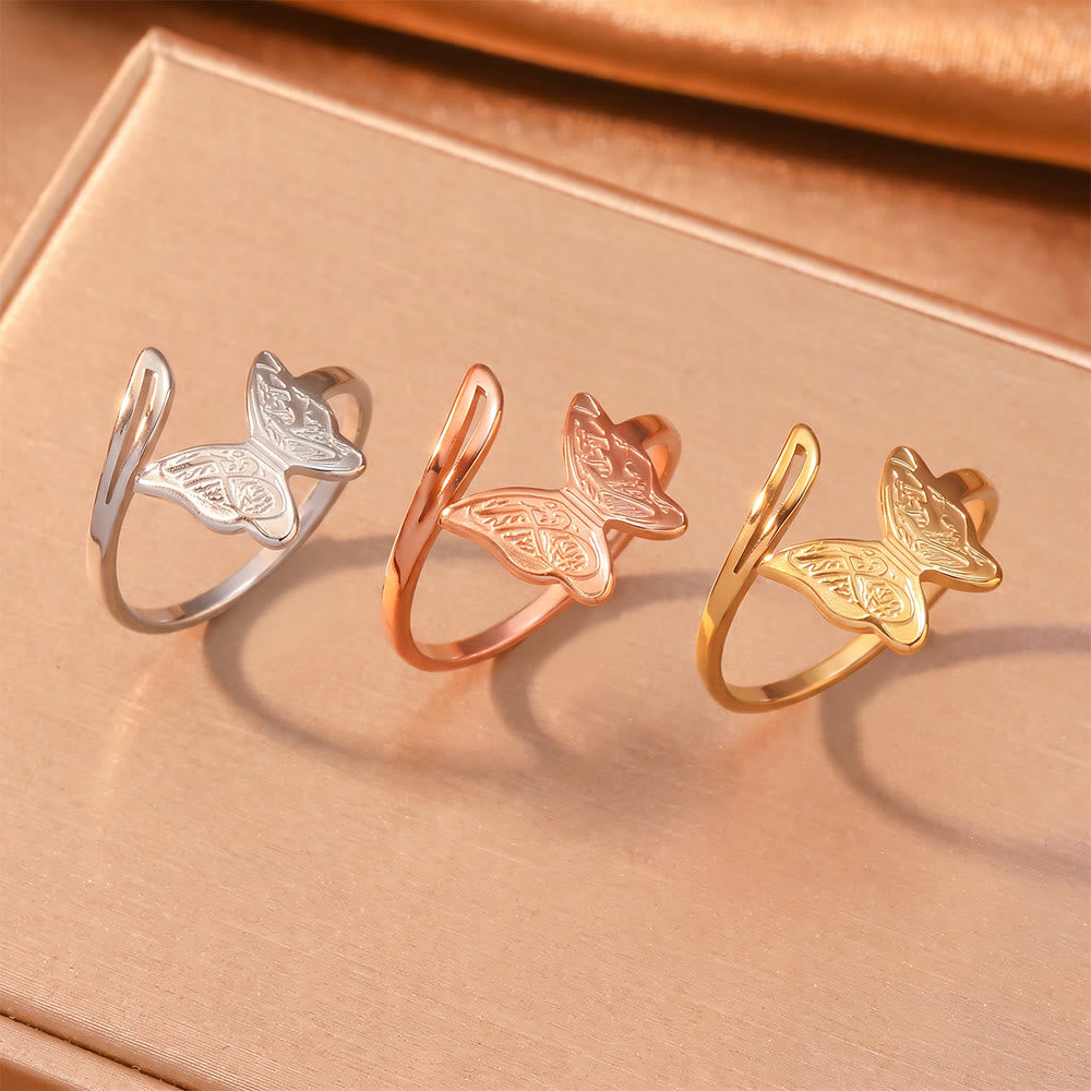 HilalHaven Engraved Butterfly Glow Open‑Adjustable Ring - image 7