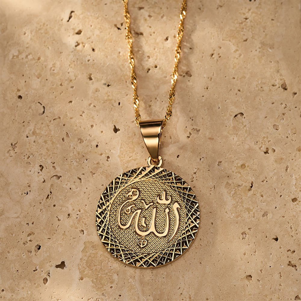 HilalHaven Allah Calligraphy Gold Round Pendant Necklace——Cultural Mindful Jewelry - image 3