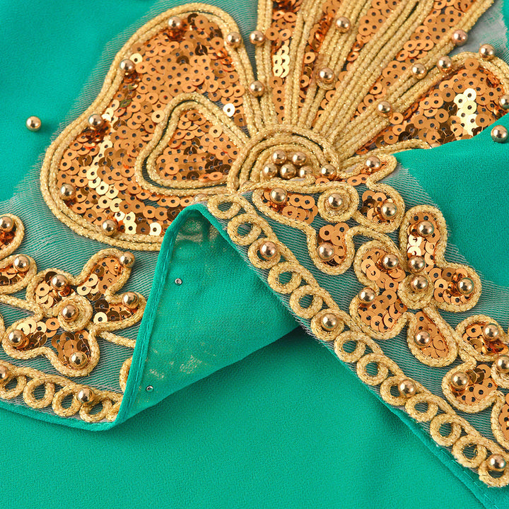 HilalHaven Gilded Bloom Embellished Chiffon Hijab — Hand‑crafted Sequin &amp; Bead Ornamented Hijab Scarf - image 7
