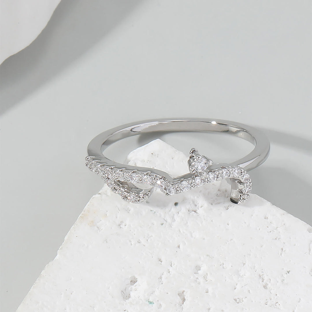 HilalHaven Luminous Cursive Twisted Letter Ring - Silver - US9 - image 4