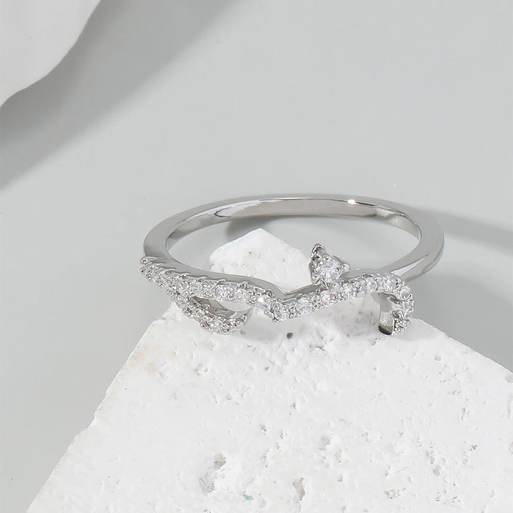 HilalHaven Luminous Cursive Twisted Letter Ring - Silver - US9 - image 4