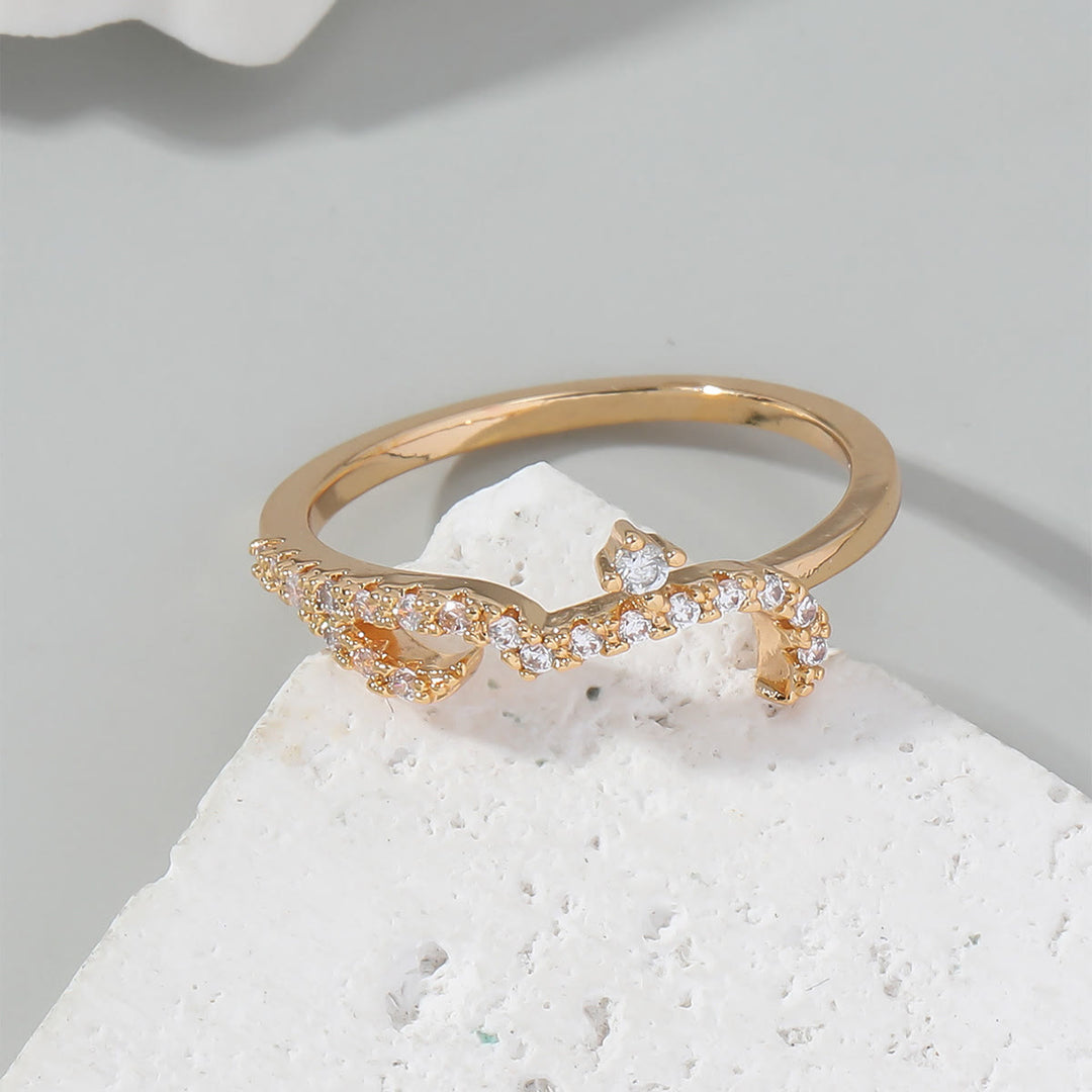 HilalHaven Luminous Cursive Twisted Letter Ring - Golden - US9 - image 2