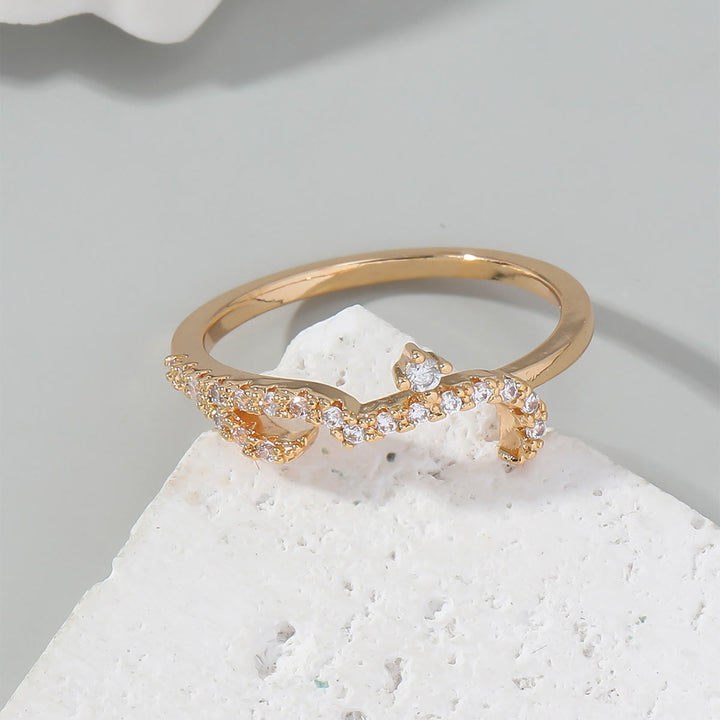 HilalHaven Luminous Cursive Twisted Letter Ring - Golden - US9 - image 2