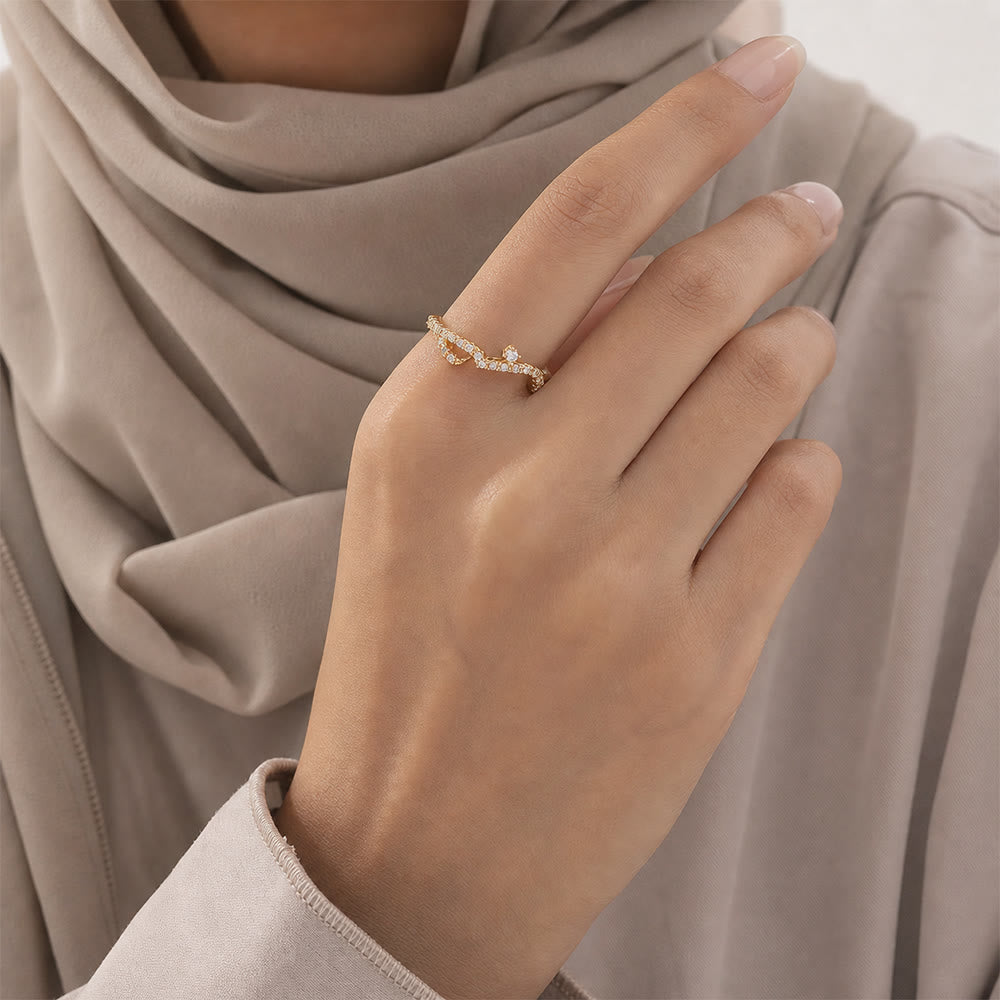 HilalHaven Luminous Cursive Twisted Letter Ring - image 0