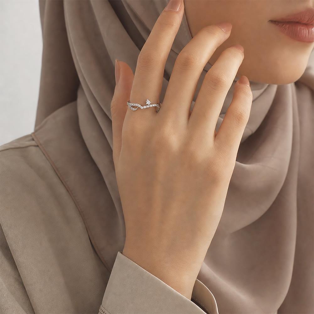 HilalHaven Luminous Cursive Twisted Letter Ring - image 5