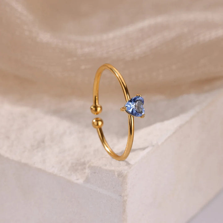 HilalHaven Sweet Heart Multi‑Color Birthstone Adjustable Ring - image 30