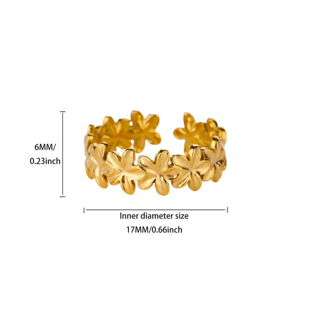 HilalHaven Petal Chain Floral Open Ring - Golden - image 10