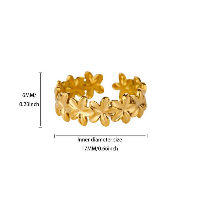 HilalHaven Petal Chain Floral Open Ring - Golden - image 10