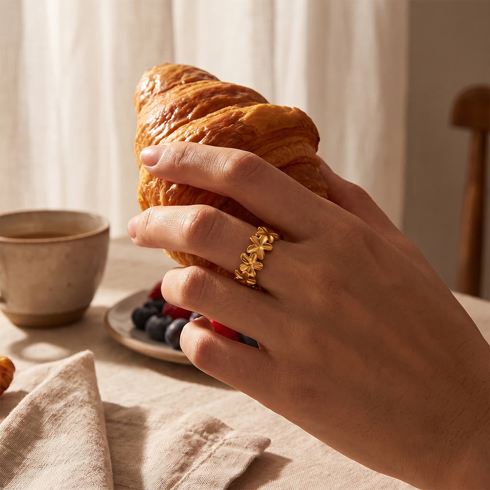 HilalHaven Petal Chain Floral Open Ring - image 8