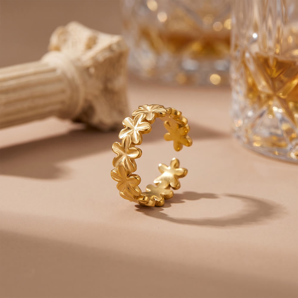 HilalHaven Petal Chain Floral Open Ring - image 1