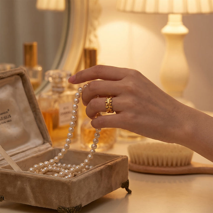 HilalHaven Petal Chain Floral Open Ring - image 5
