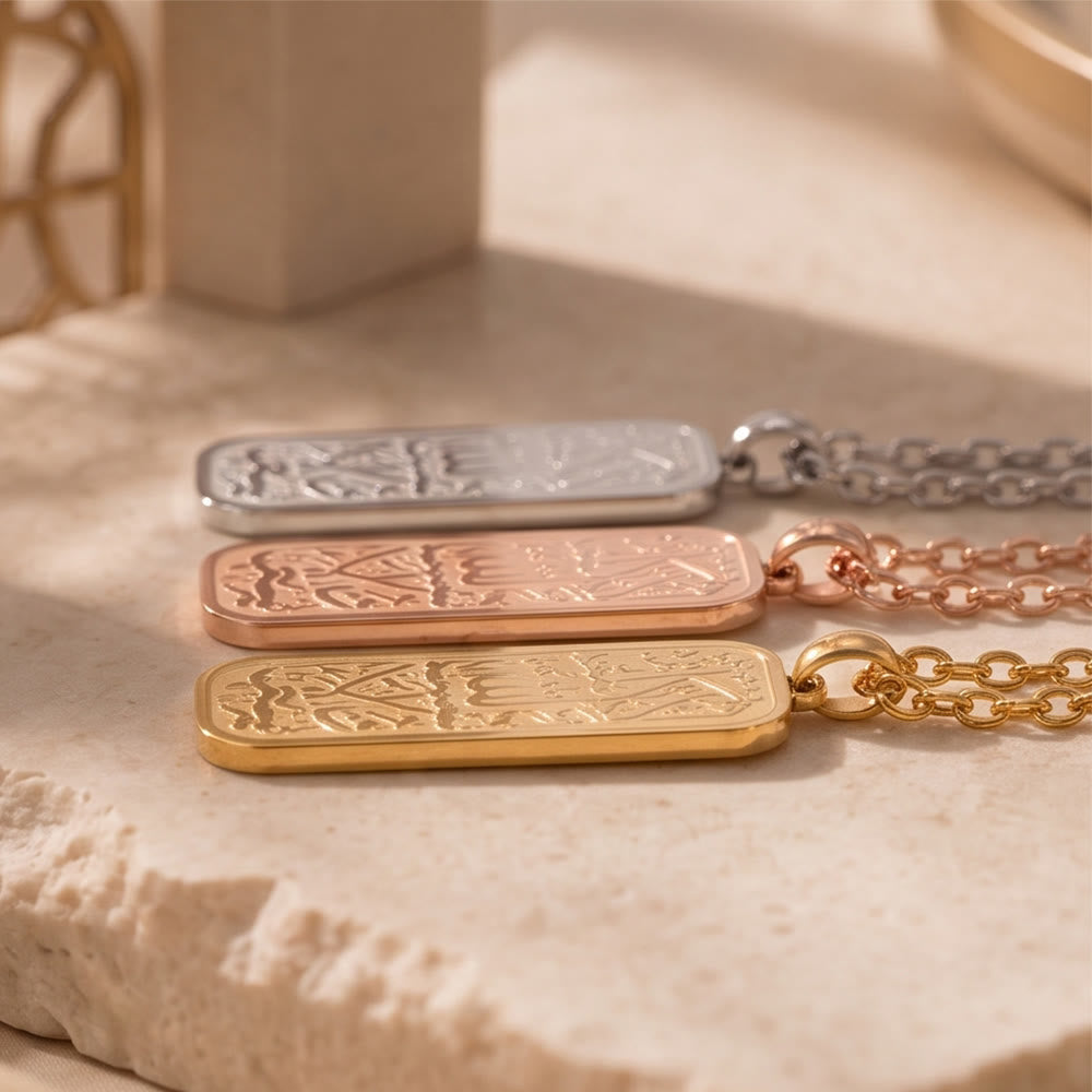 HilalHaven Timeless Tablet Engraved Rectangular Pendant Necklace - image 21