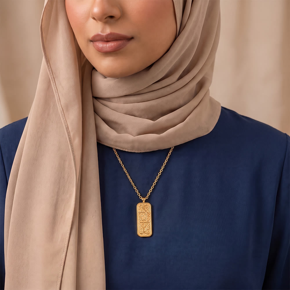 HilalHaven Timeless Tablet Engraved Rectangular Pendant Necklace - image 22
