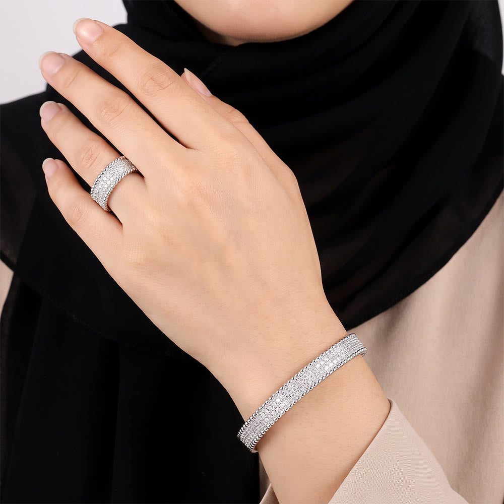HilalHaven Glimmer Border Zircon‑Inlaid Bangle &amp; Ring Jewellery Set - image 8