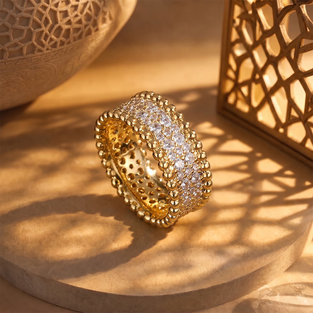 HilalHaven Glimmer Border Zircon‑Inlaid Bangle &amp; Ring Jewellery Set - Golden - Ring Only - US 8 - image 5