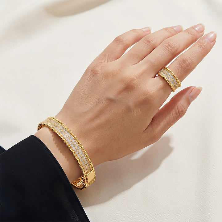 HilalHaven Glimmer Border Zircon‑Inlaid Bangle &amp; Ring Jewellery Set - image 9